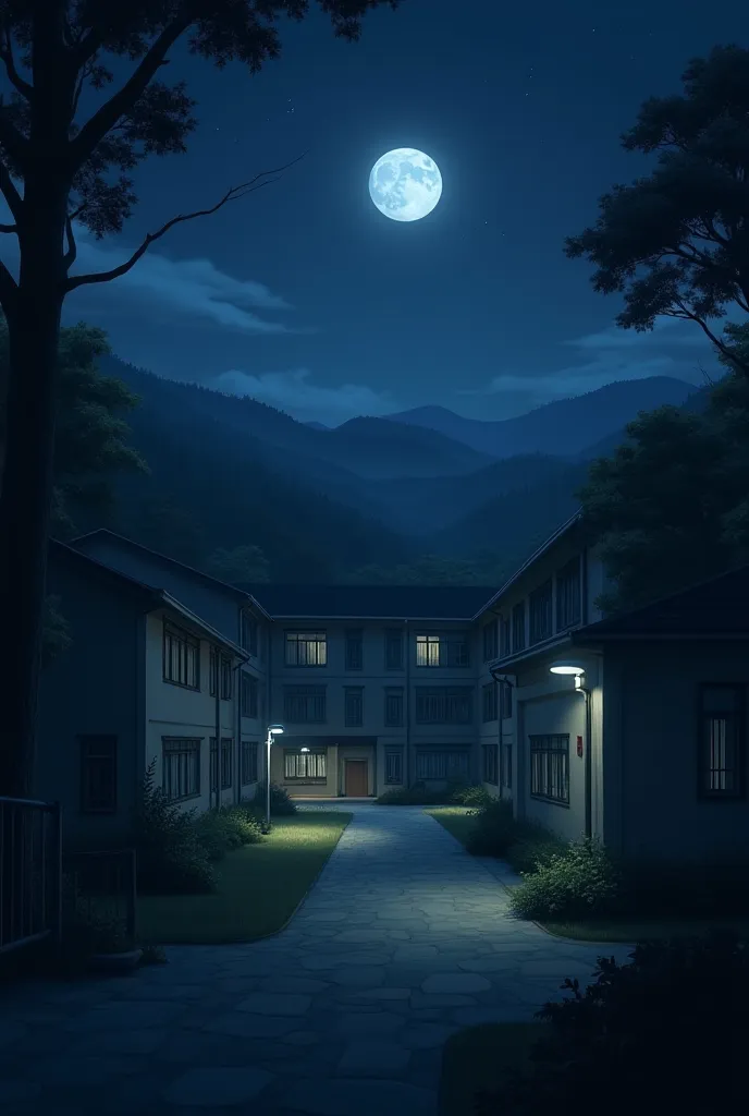 Create an image of a school at night 