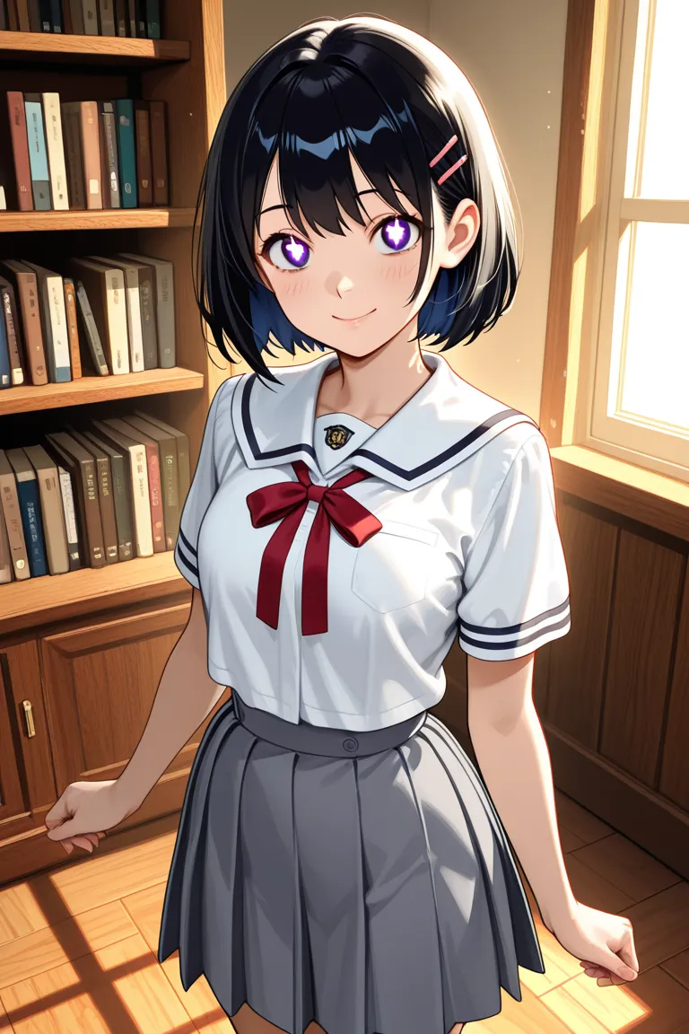 A woman who looks like Nanase Nishino in an anime school uniform