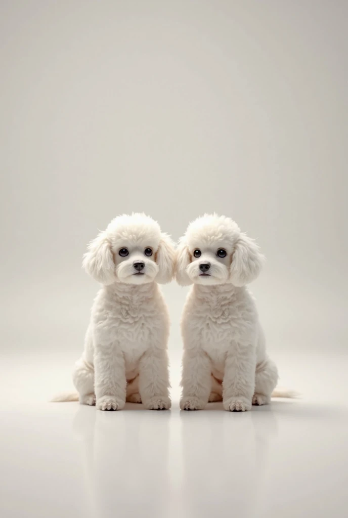 2 medium white Poodle dogs