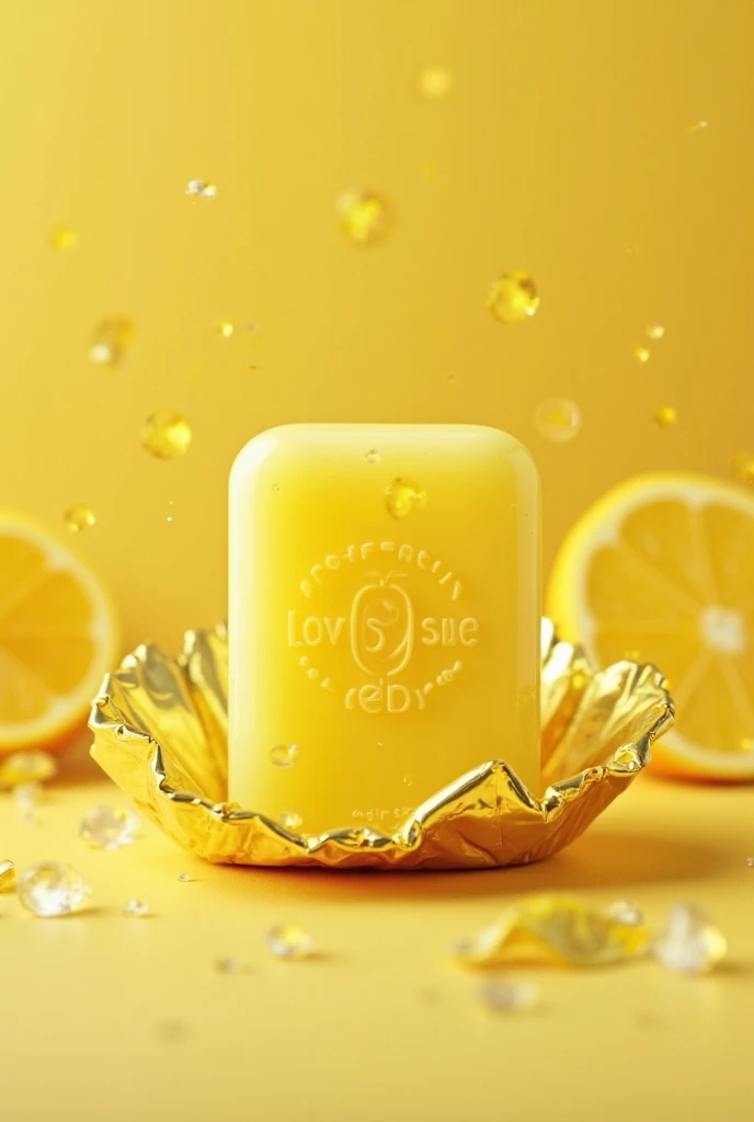 soap foil packet, lemon color, and lemon flavor, Brand name Touch Dialog Mini Soap Bar, weight 25g   