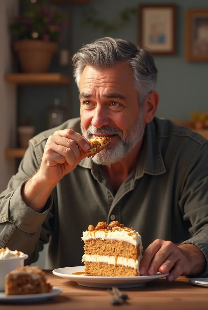 Man eating cake