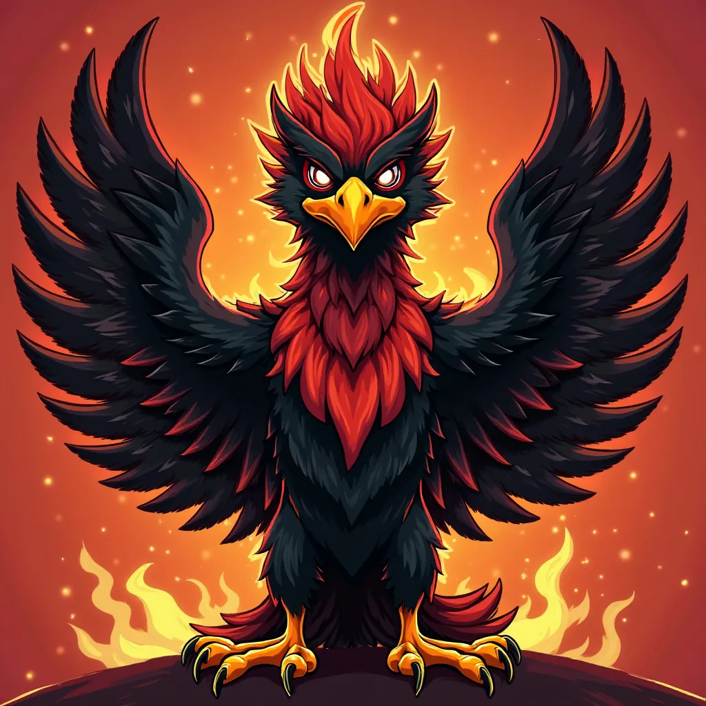 Create a Phoenix for the Atlético mascot 

Fierce look: We can highlight glowing eyes, with arched eyebrows to reinforce aggressiveness.

athletic body design: A muscular phoenix may have a sturdy chest and powerful wings, giving the feeling of strength an...