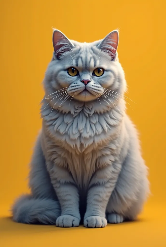 British shorthair cat on mustard background