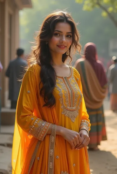 Ek shaam ka nazara hai jo ek purane gaon ke makan ki chhat se dekhne ko milta hai. Chhat par ek khush mizaj ladki, jo traditional Pakistani kurta aur pant pehni hui hai aur sir par ek sundar dupatta laga hua hai, aaram se tahal rahi hai. Uski aankhon mein ...