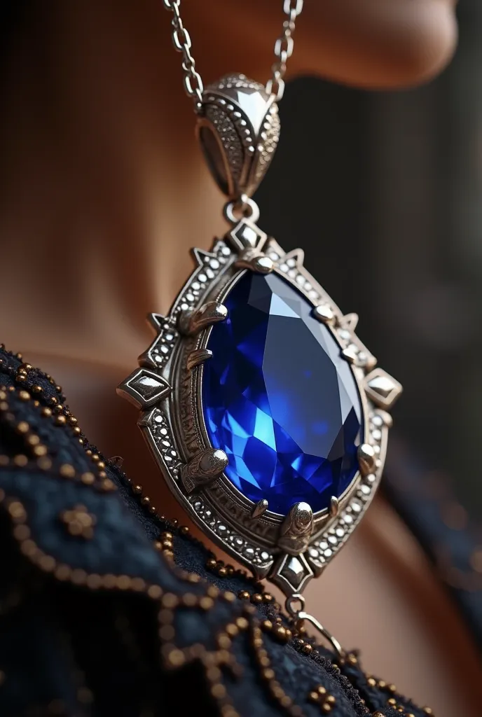 make me a persian blur sapphire necklace with silver chain for the Persian queen of 1500-1800 with less exaggeration 