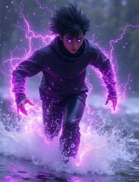 score_9, score_8_arriba, score_7_arriba, , score_chico running sobre el agua_skating on water, purple electricity , good heavens, WATER WAVES, running, in water, A boy_ young black-haired boy_ boy full of electric energy, running sobre el agua, In the...