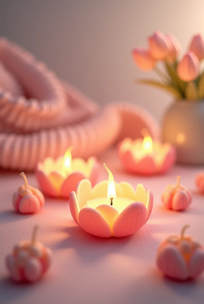 Do it in pastel tones and let the handmade tulip candles be seen all over the image 