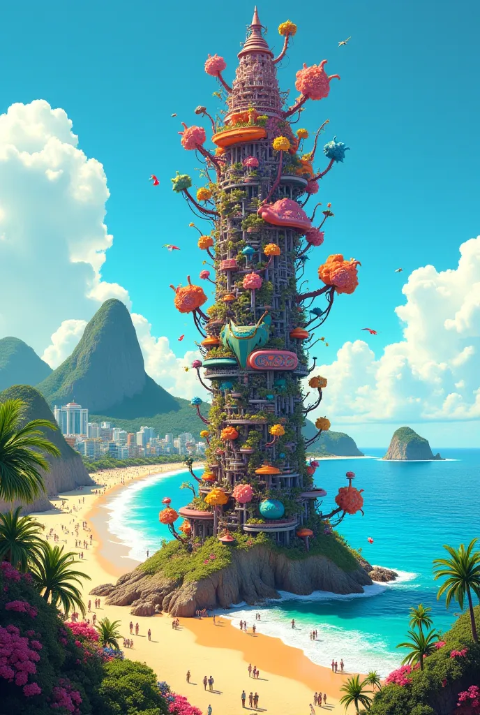 Give me an image of this creation in Rio de Janeiro on the beach 