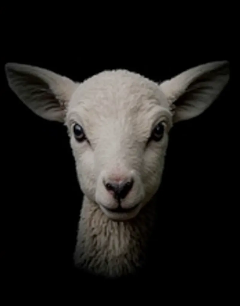 Cordero blanco, blue eyes, black background