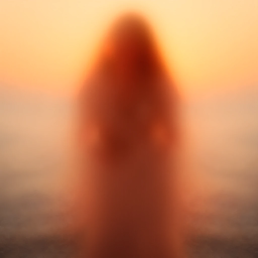 Beautiful 36 year woman standing on a rock near the sea during sunset, her face clearly visible, glowing with happiness and confidence. She is wearing a flowing, semi-transparent dress catches the breeze, blending traditional Indian elegance with modern gr...