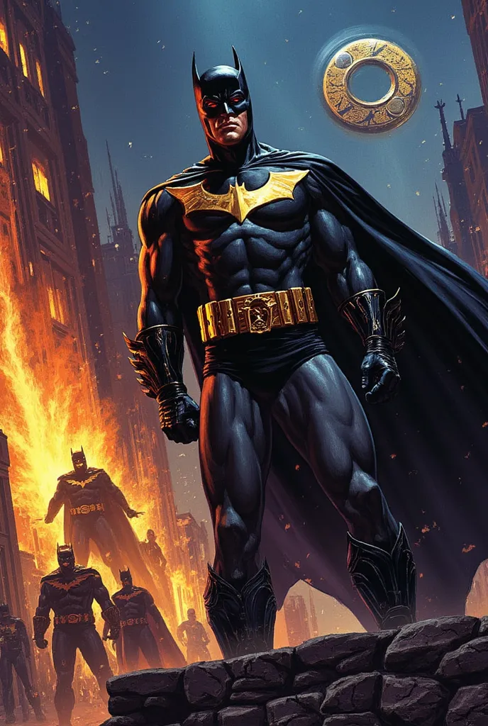 The Knight of Tyranny (batman + Darkseid)

 Image Description :
An imposing figure dressed in black and gold armor, marked by the Omega symbol on the chest. His eyes shine in ominous red, and its cover dissolves in vivid shadows. Its presence makes time it...