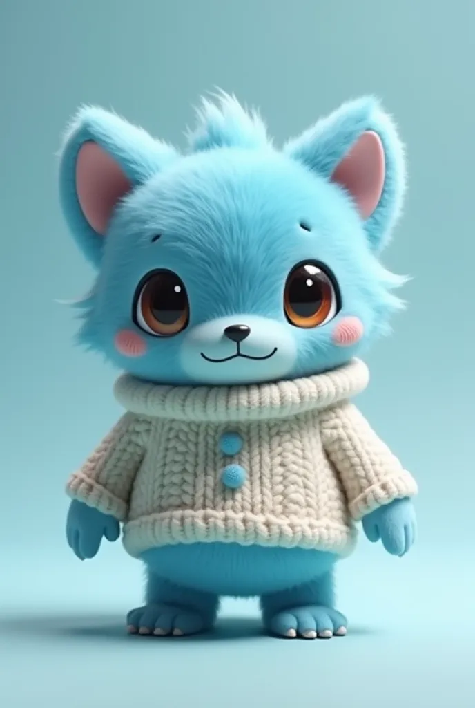 "Create a cute animal based on Digimon's Patamon, But blue , with bigger eyes and very cute."

sweater looking at the viewer, Rice, simple bottom, 