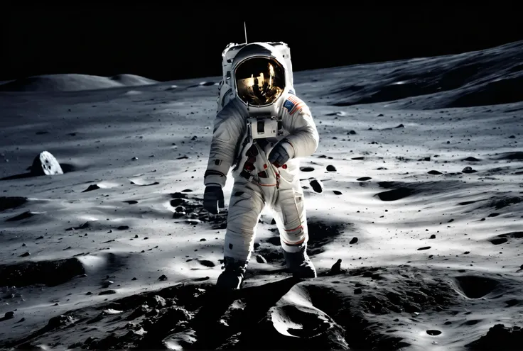 astronaut walking on the surface of the moon

