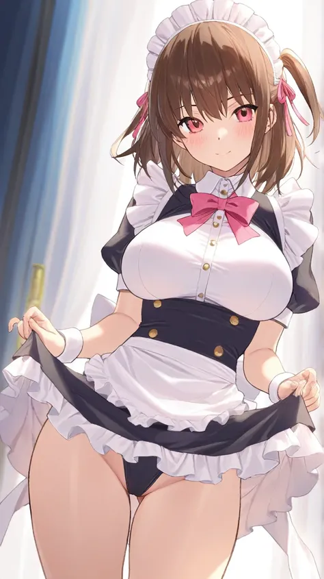 (masterpiece, Highest quality:1.2)、maid clothes、 idol、 stage、Alone、 girls on the left、10th Generation、brown hair、beautiful breasts、open crotch、break、(Highest quality)、(Ultra Details)、(very detailed and beautiful)、(beautiful detail eyes)、 (perfect anatomy)、...