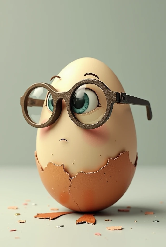 Egg with eyeglass