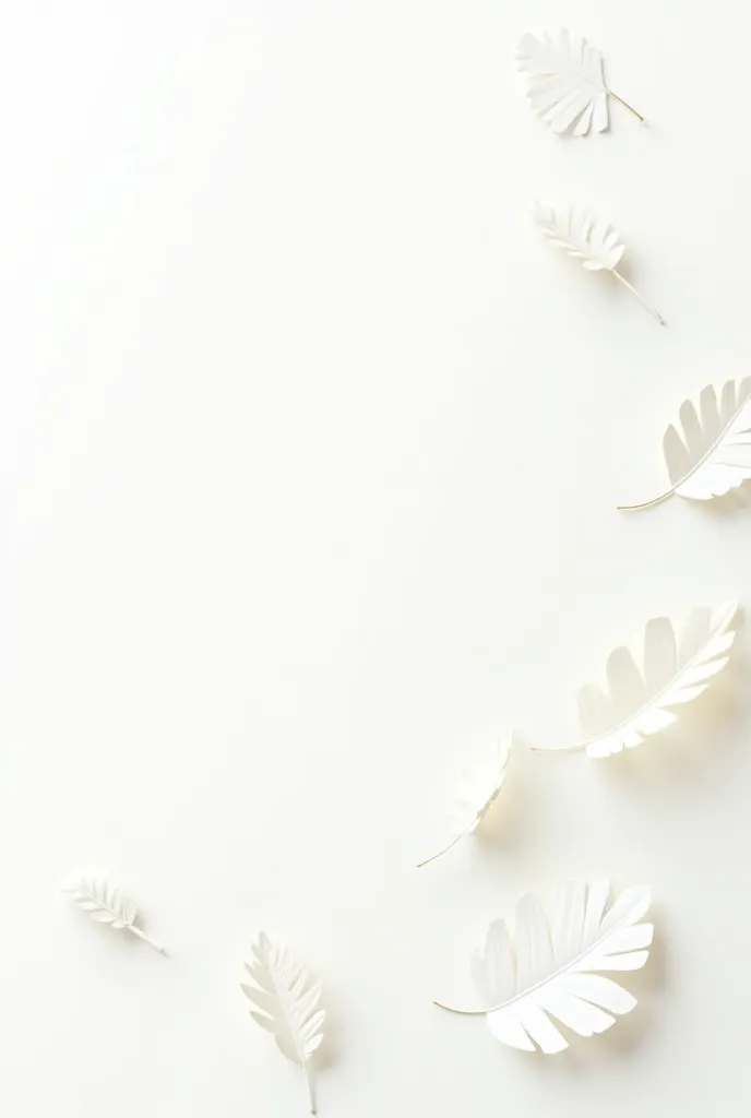  small stylized leaves scattered across the image, Leaving the center without,  white background