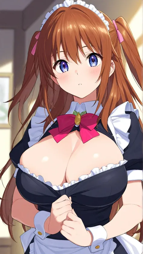 nsfw、(masterpiece, Highest quality:1.2)、maid clothes、 idol、 girls on the left、10th Generation、brown hair、beautiful breasts、break、(Highest quality)、(Ultra Details)、(very detailed and beautiful)、(beautiful detail eyes)、 (perfect anatomy)、(perfect hands)、( su...