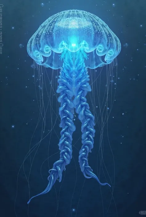 A beautiful and detailed blue jellyfish, Bottomless with eyes 