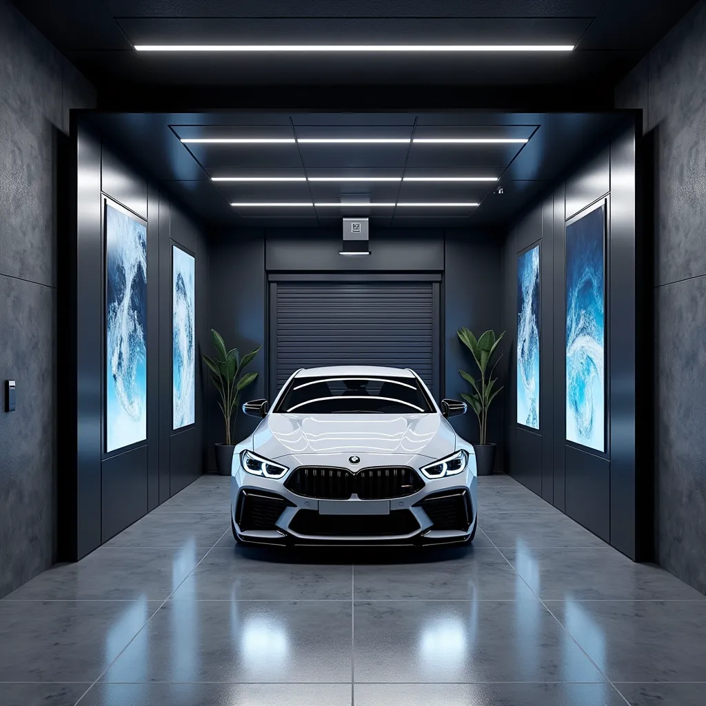 With a custom design for a car wash and polish shop and installing the fimi

1.  divide the area :

work area (8m x 3.5 m ): Completely open space without barriers, making it easy Car wash and polishing .

Tool storage: رفوف علوية على  The walls are  (1 me...