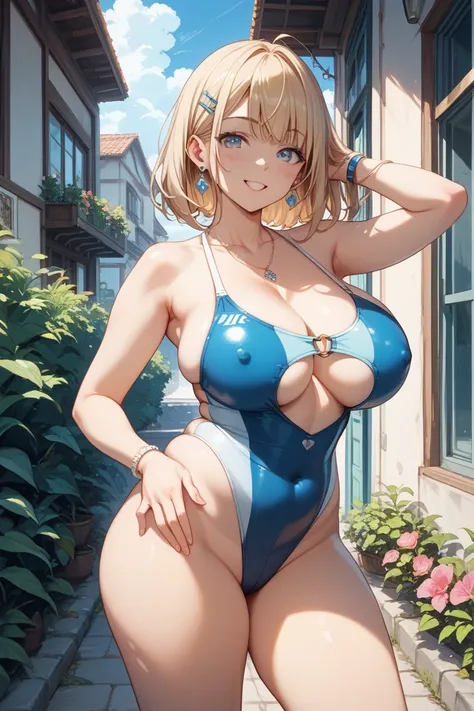 【Example prompt】
「 portrait style that shows 、of a woman with large, plump breasts、posing with her legs spread out。, the outfit is a fitted swimsuit,、although it basically hides a part,、Since it is designed to fit the body、that part is erect and stands out...