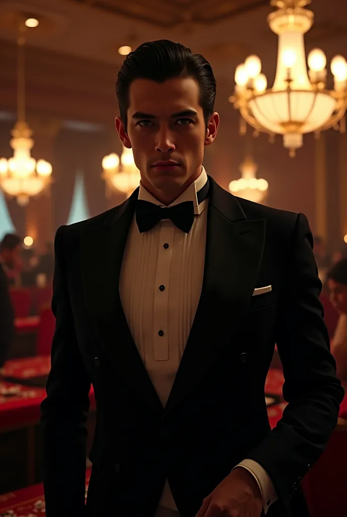 An attractive vampire man on a casino night in the 1800s