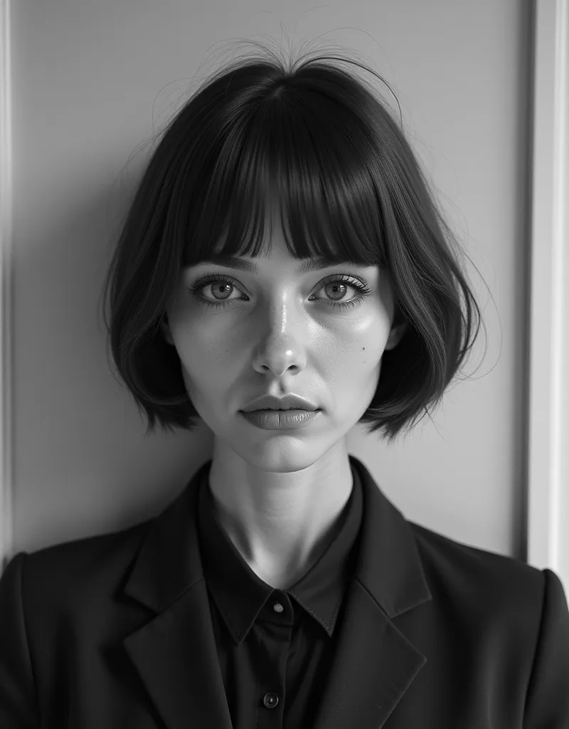  old photo, black and white color for picture, woman with short hair 