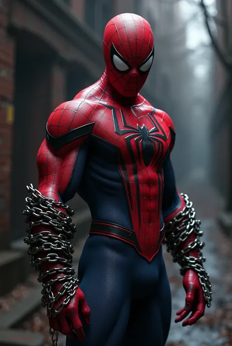 Take the second image and place chains around Spider-Man's arm 