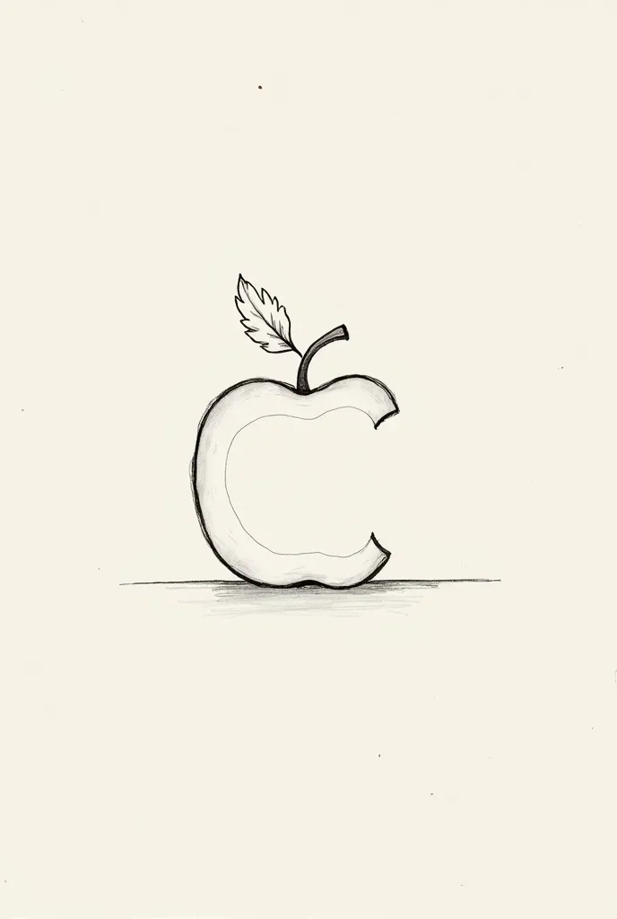  a simple drawing , with lines that would form an apple and the letter C