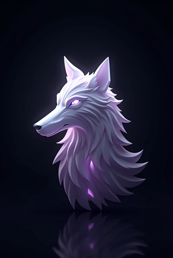 logo Create a wolf logo with white and smoky purple LED , Let the background be black . The logo cannot be realistic 