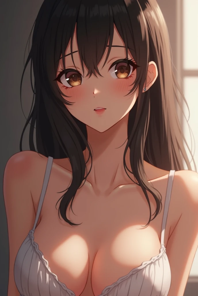 Create an image of an anime girl named Alya naked without underwear 