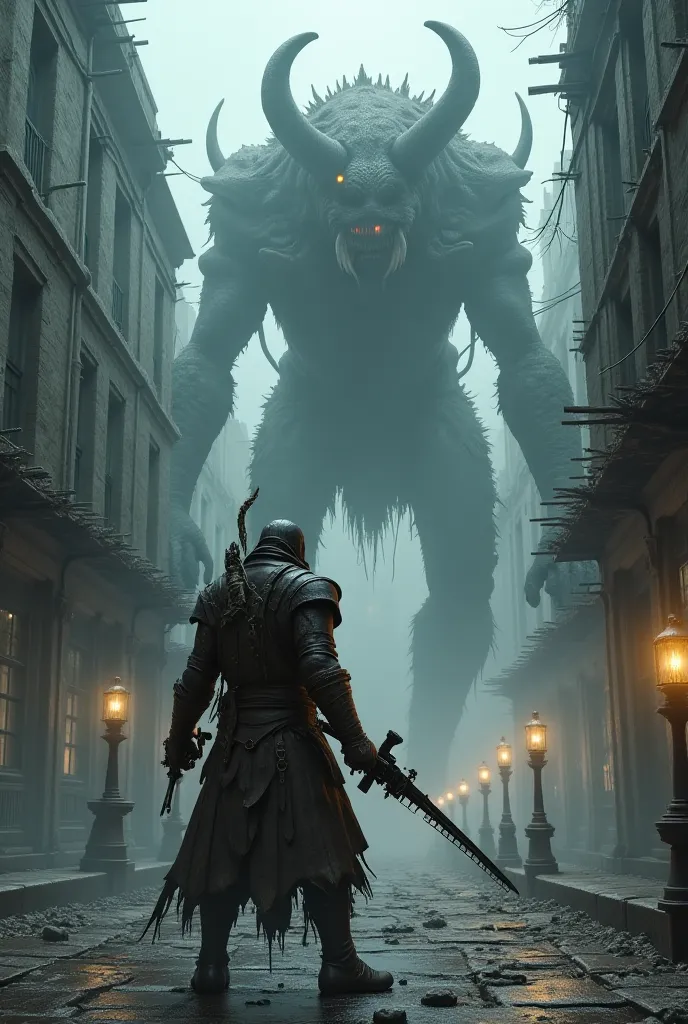 Bloodborne hunter killing the cleric beast