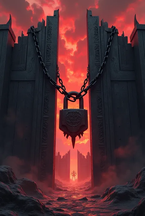 Gates of Hellfire Closed with chain with lock hanging on the gate