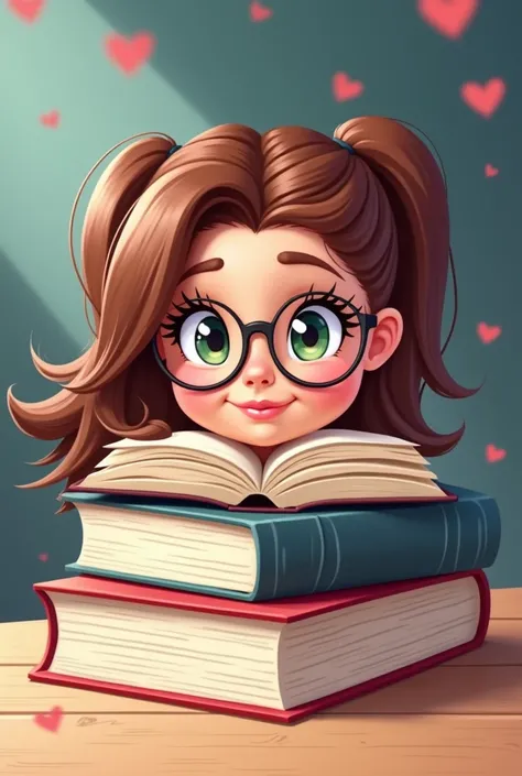 create a vector animation of a feminine book with eyelashes and glasses, for the book to be closed, and for the book to look young. so that the eyes and mouth are on the book and no other characters on the carinka