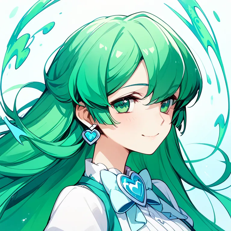 ((best quality))((extremely detailed CG))((high resolution))((unity 8k wallpaper))()((to you "Blue Magic" Minakami))(smile) green hair
