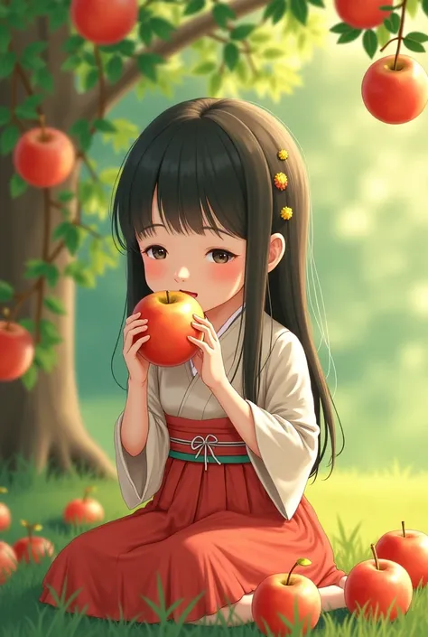 Let a Japanese girl eat apples