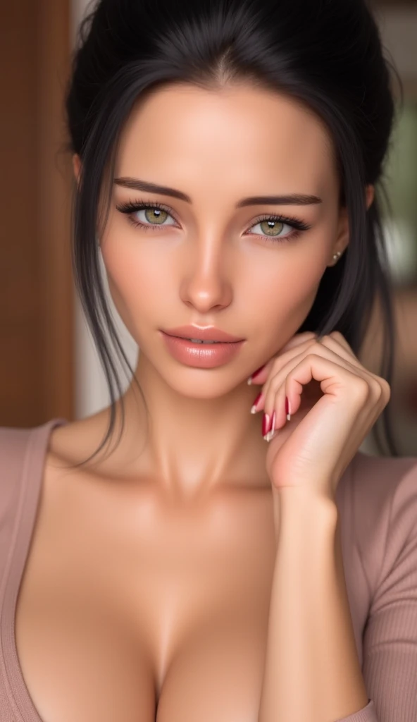 Photorealistic ,  A beautiful white woman close up symmetrical portrait, attractive, 