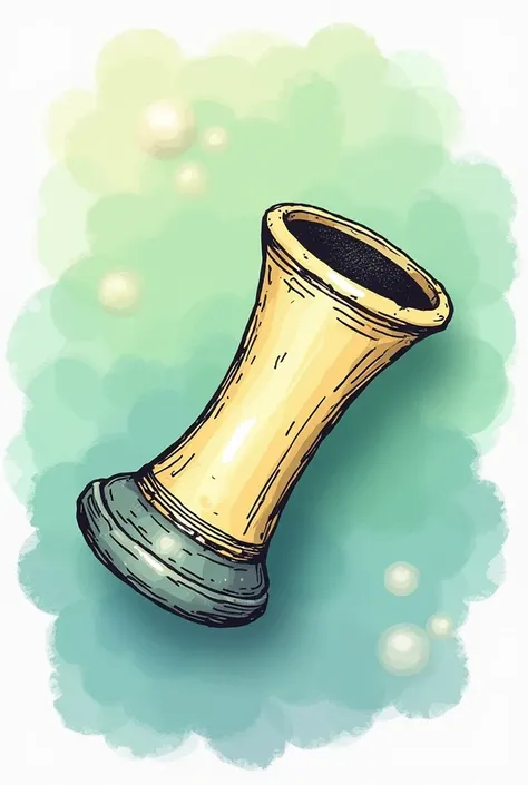 Hand-drawn icon with a mouthpiece,  as a sticker, in green and blue