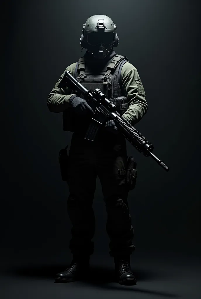 Soldier should be modern soldier special forces and background should be black and wording should be small