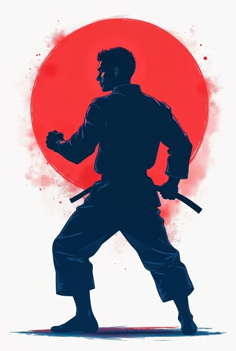 A red and blue combat sambo silhouette
