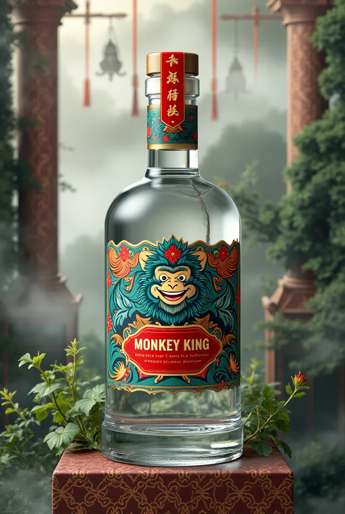 Create a premium vodka brand called Monkey King Vodka with a unique concept, with modern packaging and bright corporate identity