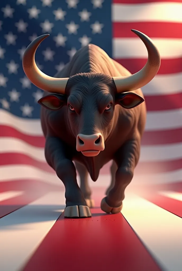 Make animated video of bull walking in American flag 