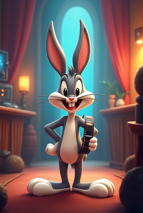 Create the Bugs Bunny character holding a movie clip 