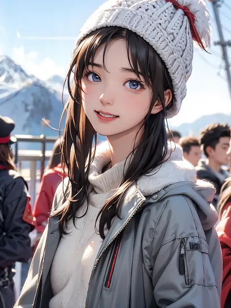 High Resolution, 8k, Highest quality,  exhaustive,  semi-realistic anime, 3D anime style, smooth anime CG, one girl,  20-year-old Japanese woman ,  slim, Modeling,  glossy brown hair,  exhaustiveな顔, Beautiful and  exhaustive, growing skin, hard focus、film ...