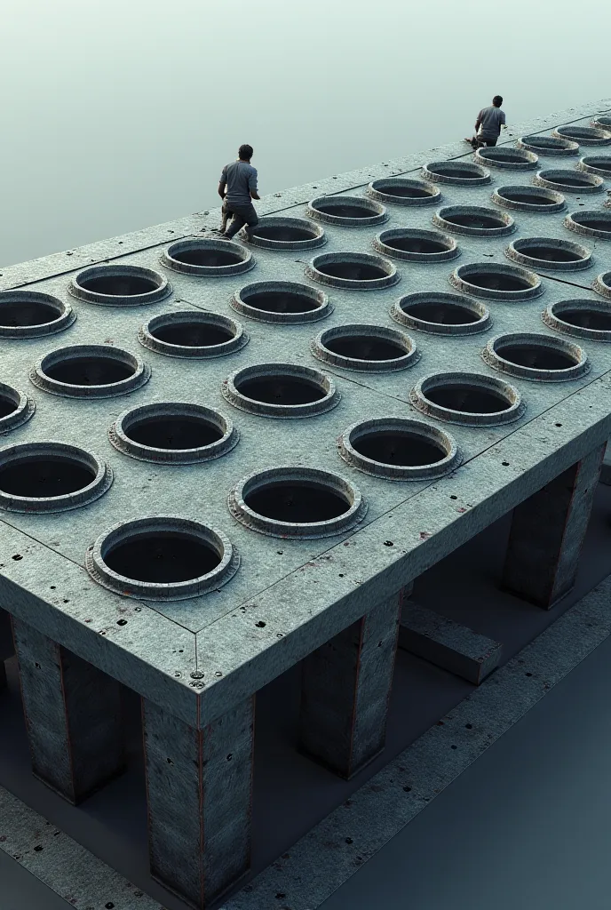 Metal roof with boreholes