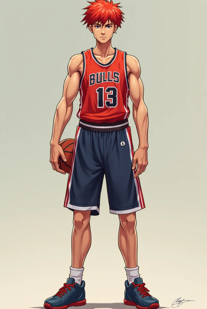 7ft tall short red hair slim body like sakuragi 