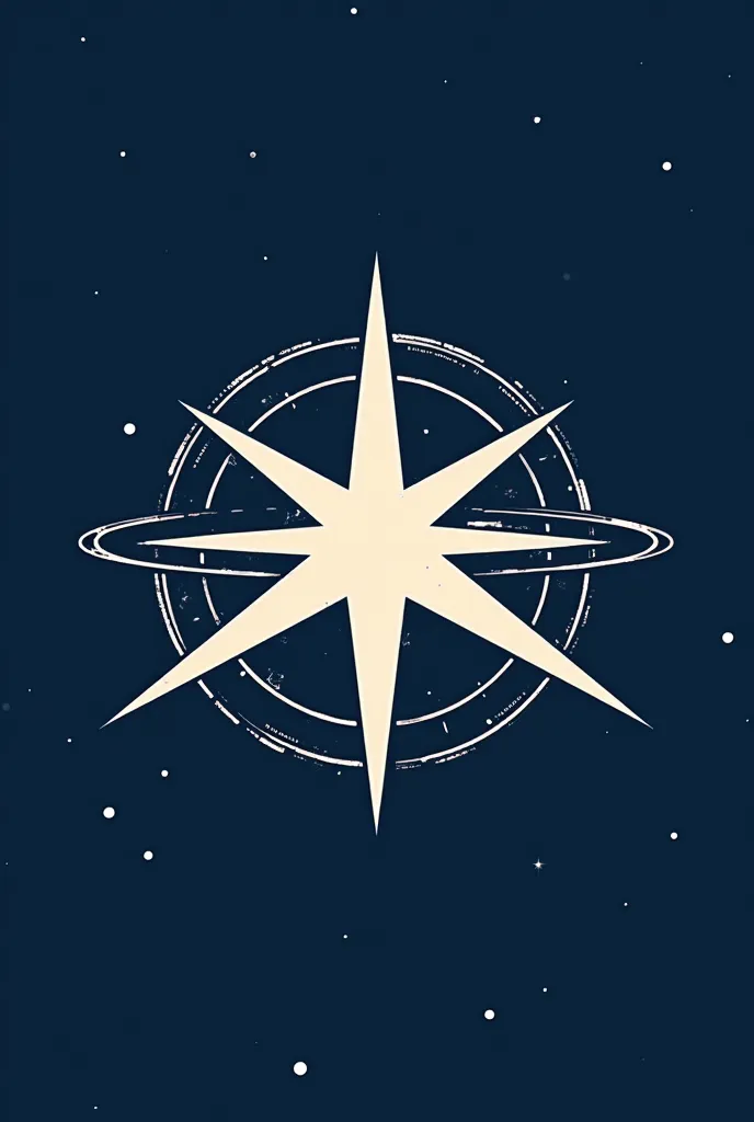 A cool band logo of a star in navy blue and cream white and the name is “captiv8d stars” and around the star the rings of Jupiter 