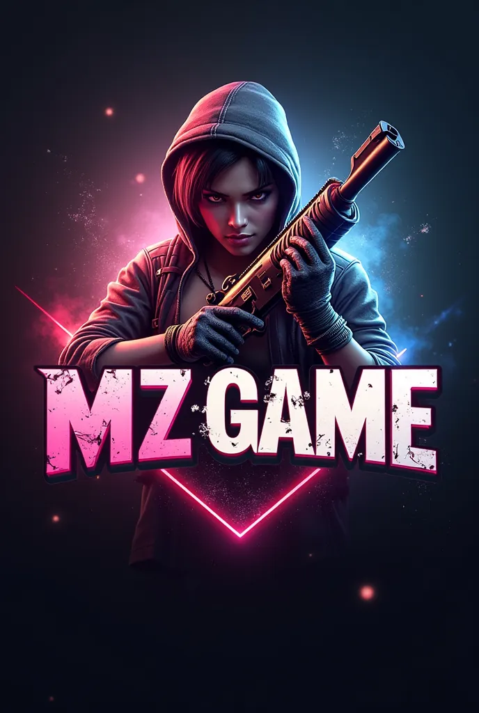 A logo by the name MZ~GAME with a character from Free Fire in the background 