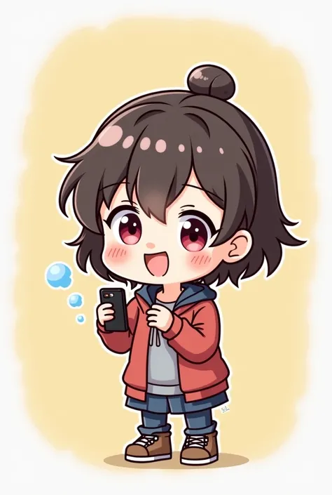 someone is playing with a cartoon character on their phone, cute art style, cute cartoon, 🍁 cute, cartoonish cute, cute illustration, official fanart, so cute, webtoon, ruan cute vtuber, 8k!!, cute artwork, cute cartoon style, cute anime, telegram sticker,...