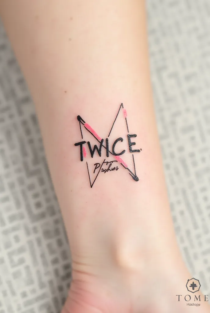 Create a sketch for a minimalist tattoo inspired by the kpop group Twice