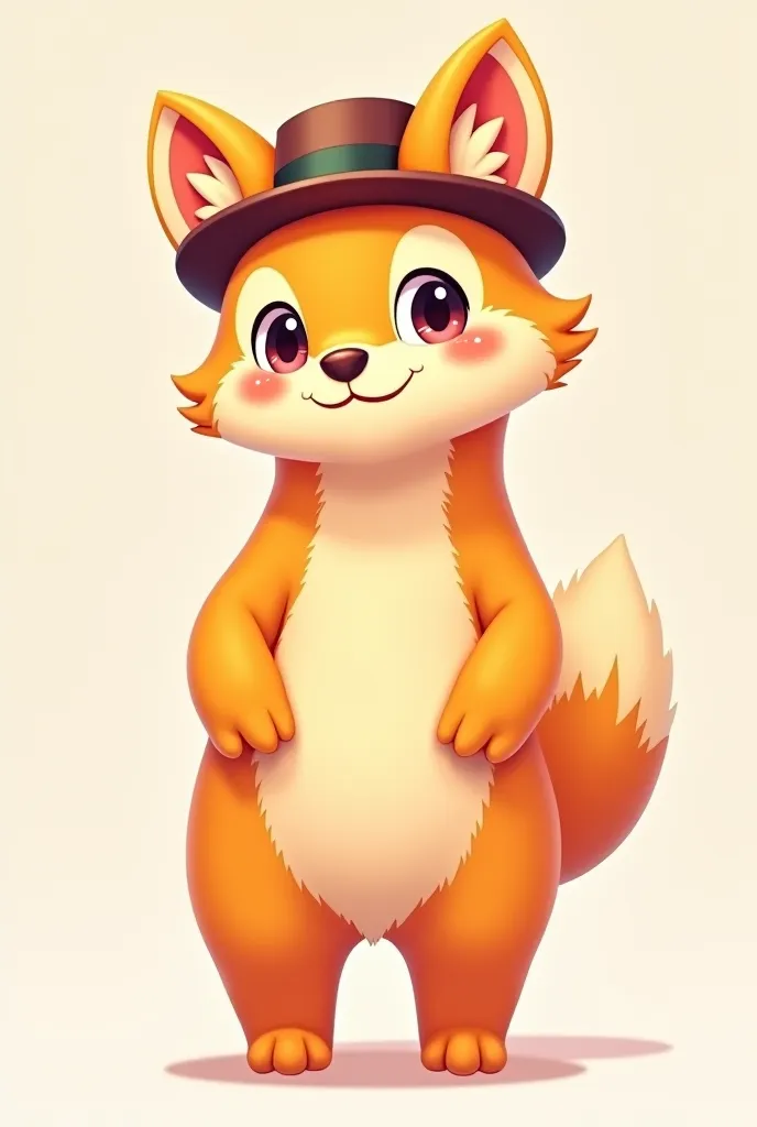 A female cute fursona standing in an anthro form with a hat 